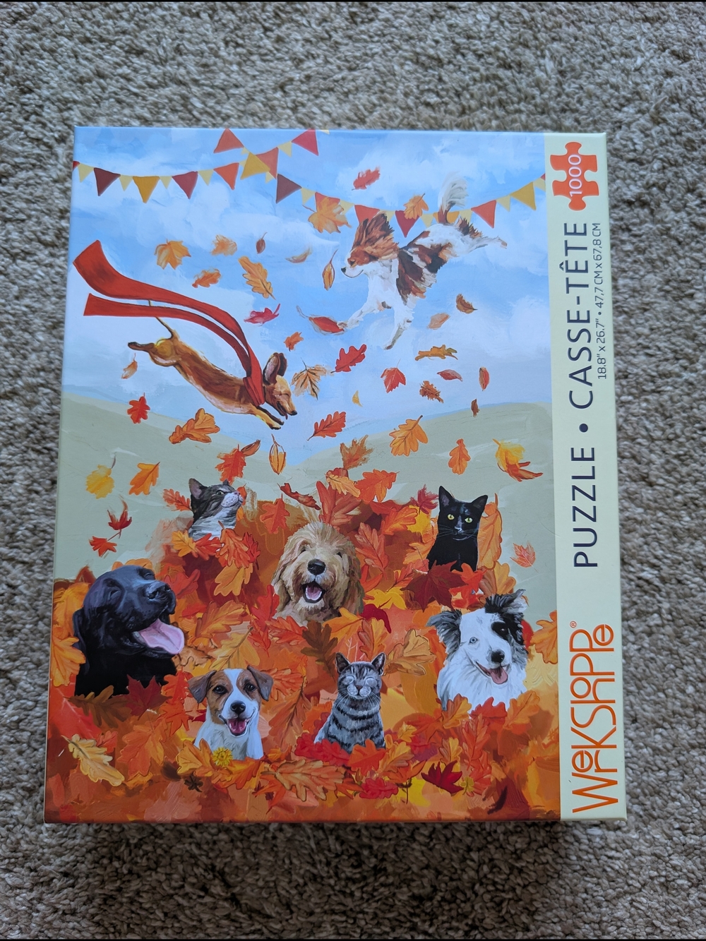Werkshoppe 1000-piece jigsaw puzzle "Leaf Pile Pals"